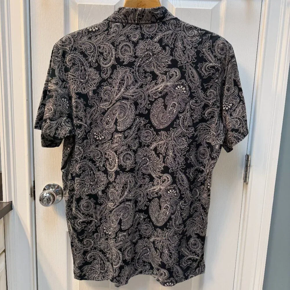 Vintage 90s Polo Ralph Lauren Black Large Paisley Polo Shirt Size Large